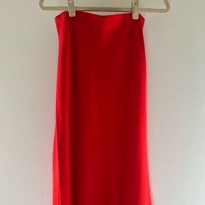 J.Crew Gwen Holiday Red Slip Midi Skirt (Size small)